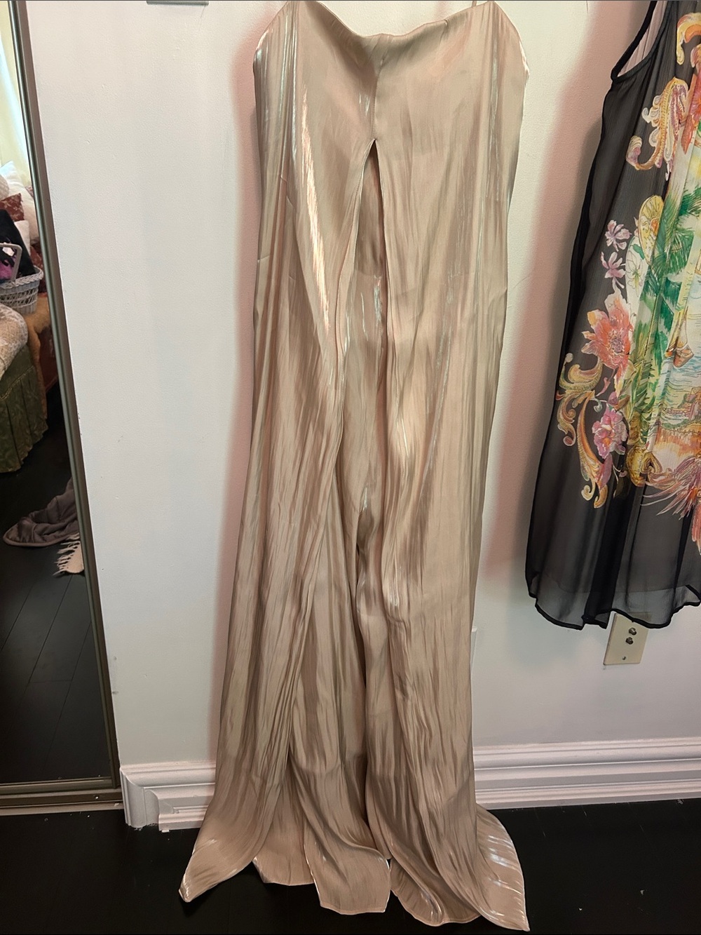 NWT Satin Finish Gold Wide Leg Jumpsuit - Picture 7 of 9